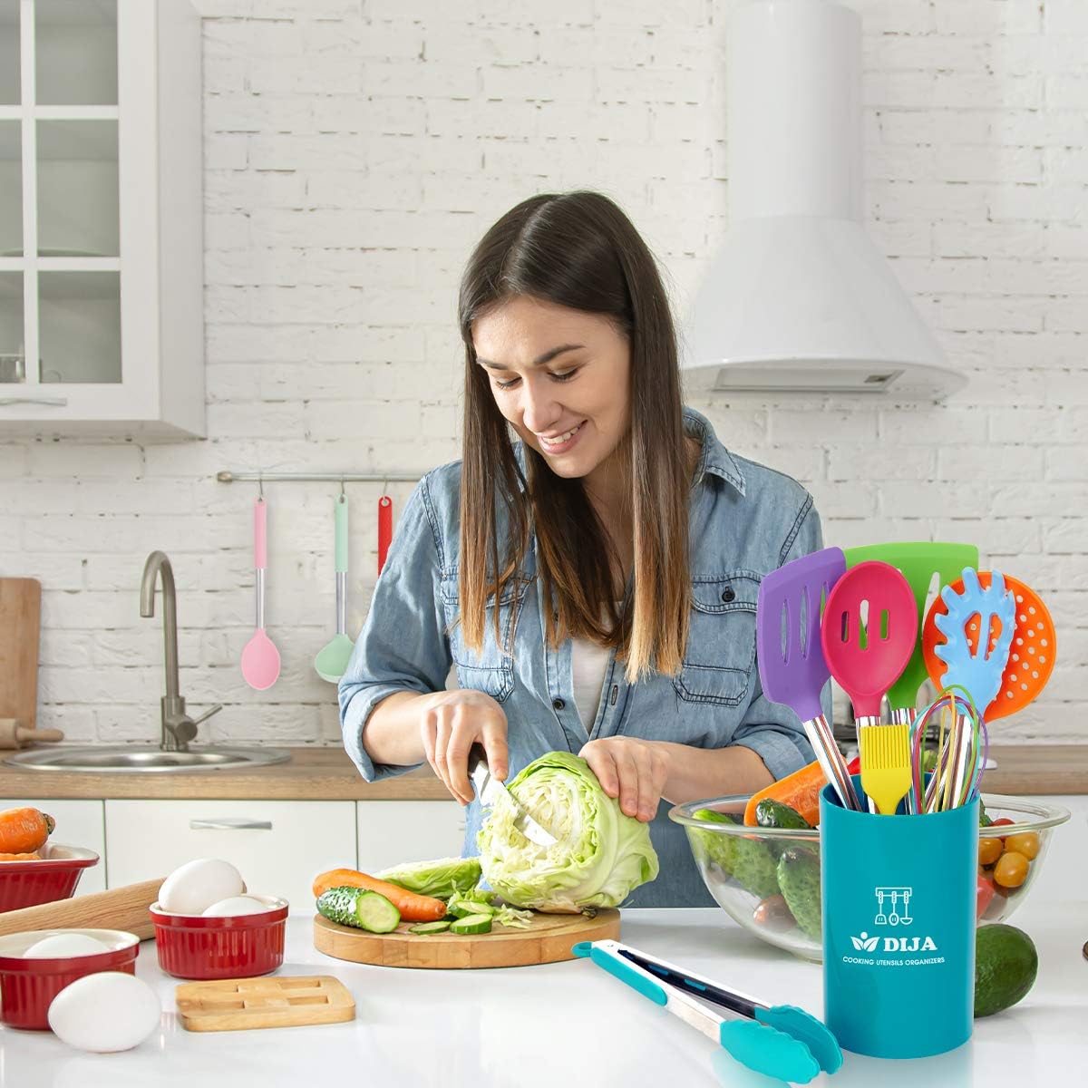 Silicone Cooking Utensils Set, 31pcs Kitchen Utensils Set, Heat Resistant Non-stick Silicone Spatula Set with Stainless Steel Handle BPA-Free Kitchen Cooking Tools Set - Colorful