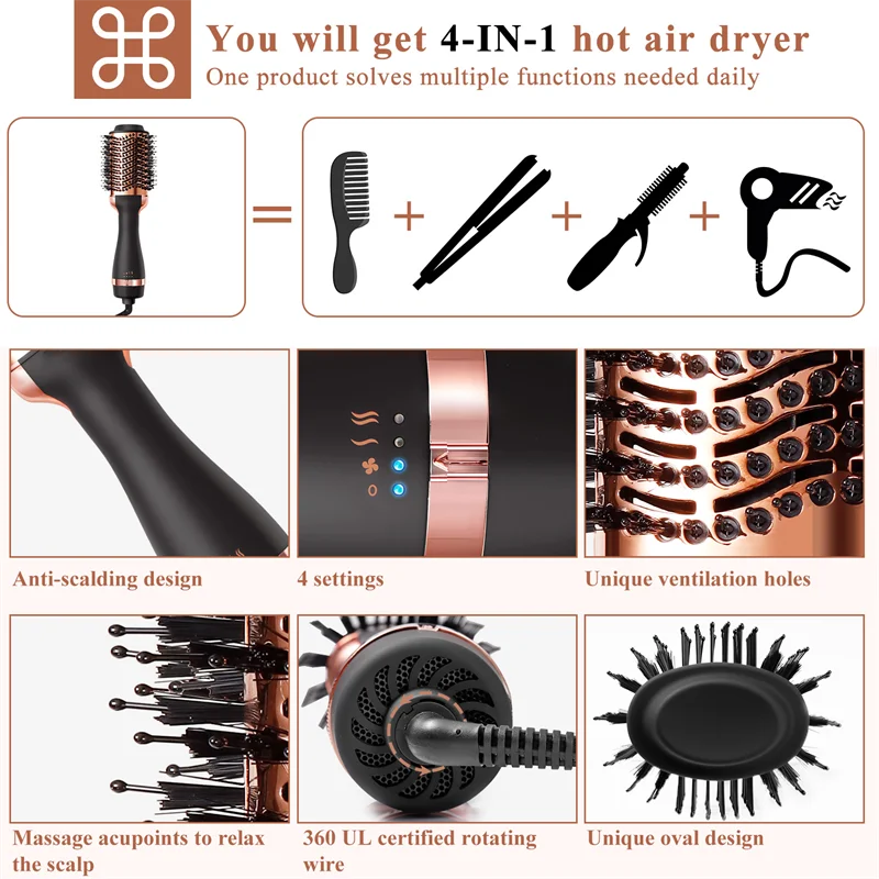 5 in 1 Electric Hair Dryer & Hot Air Brush Styler | Complete Hair Tool