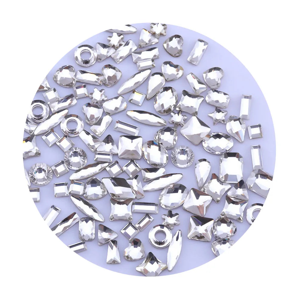 Mixed Shaped Rhinestone Crystals for Nail Art | Glitter Manicure Decorations