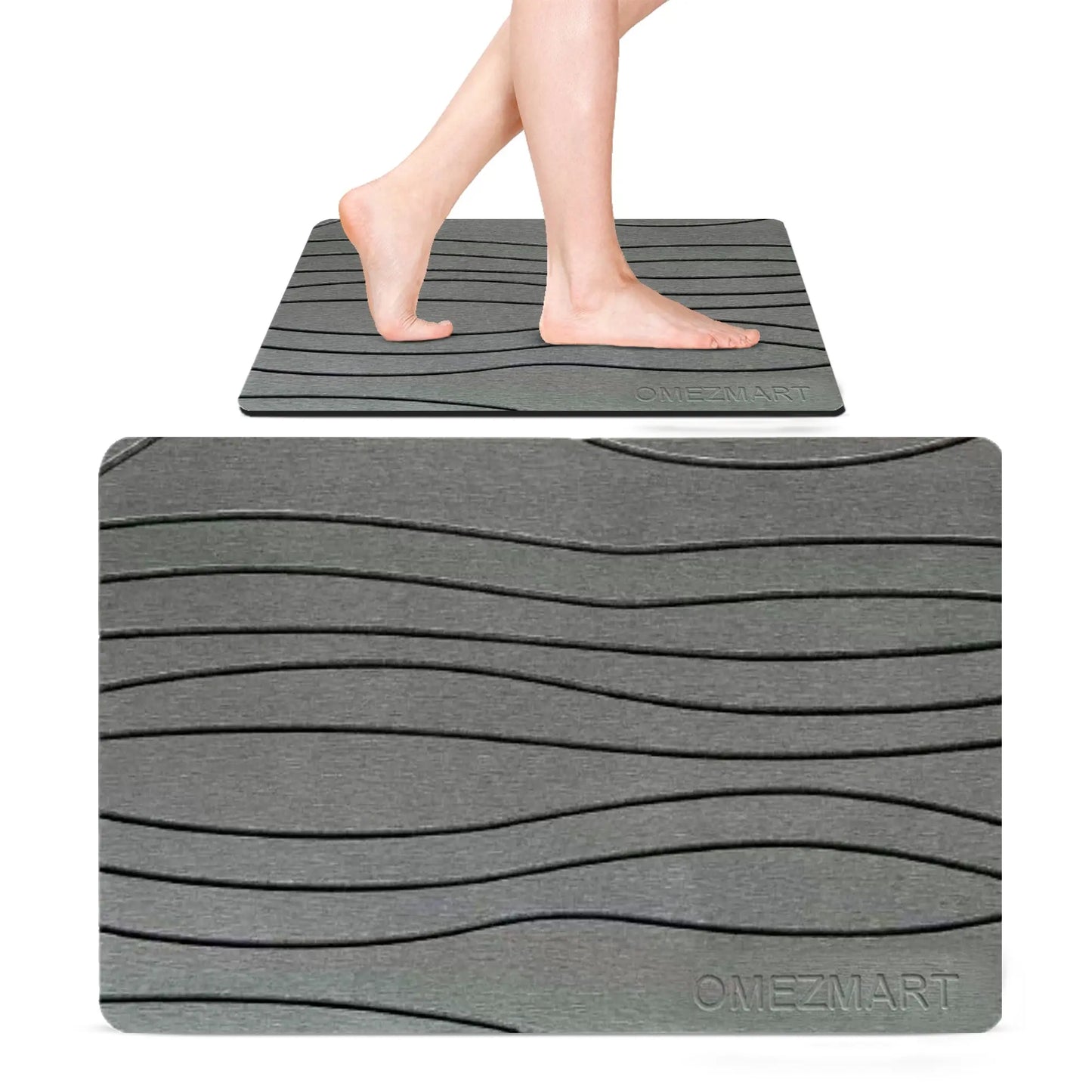 OMEZMART Stone Bath Mat | Natural, Non-Slip Bathroom Mat | Eco-Friendly Design OMEZMART