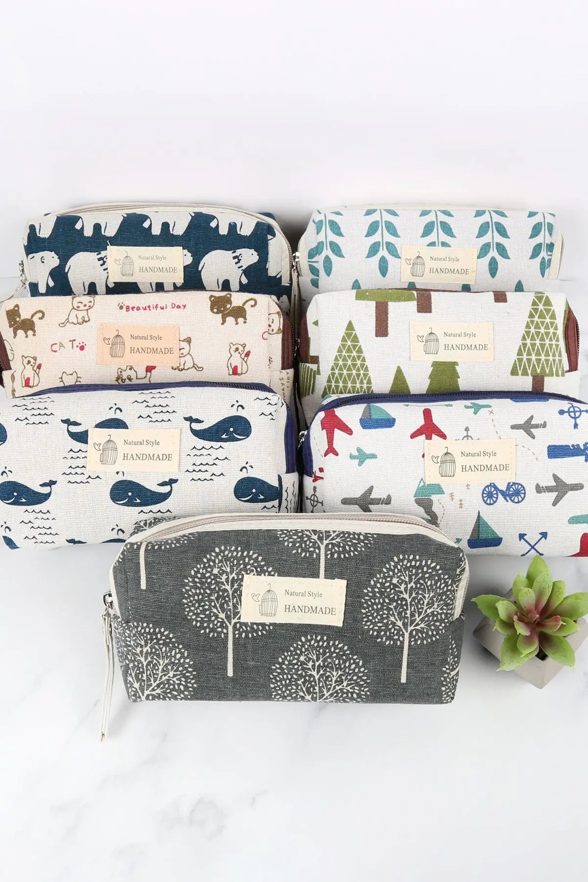 Blue Leaf Art Cosmetic Pouch Riah Fashion