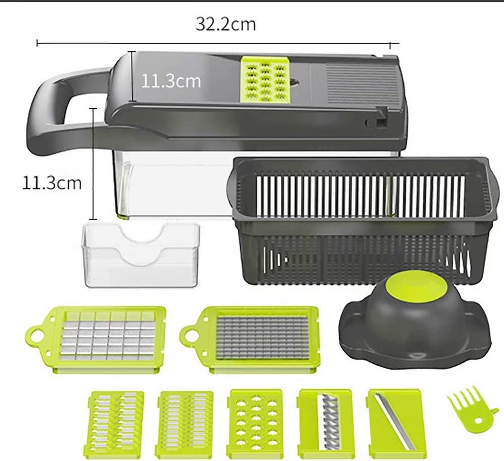 Vegetable Chopper Mandoline Slicer Cutter Chopper and Grater 12 in 1 Vegetable Slicer Cheese Slicer Onion Chopper Black