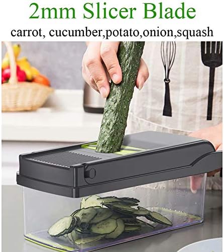 Vegetable Chopper Mandoline Slicer Cutter Chopper and Grater 12 in 1 Vegetable Slicer Cheese Slicer Onion Chopper Black