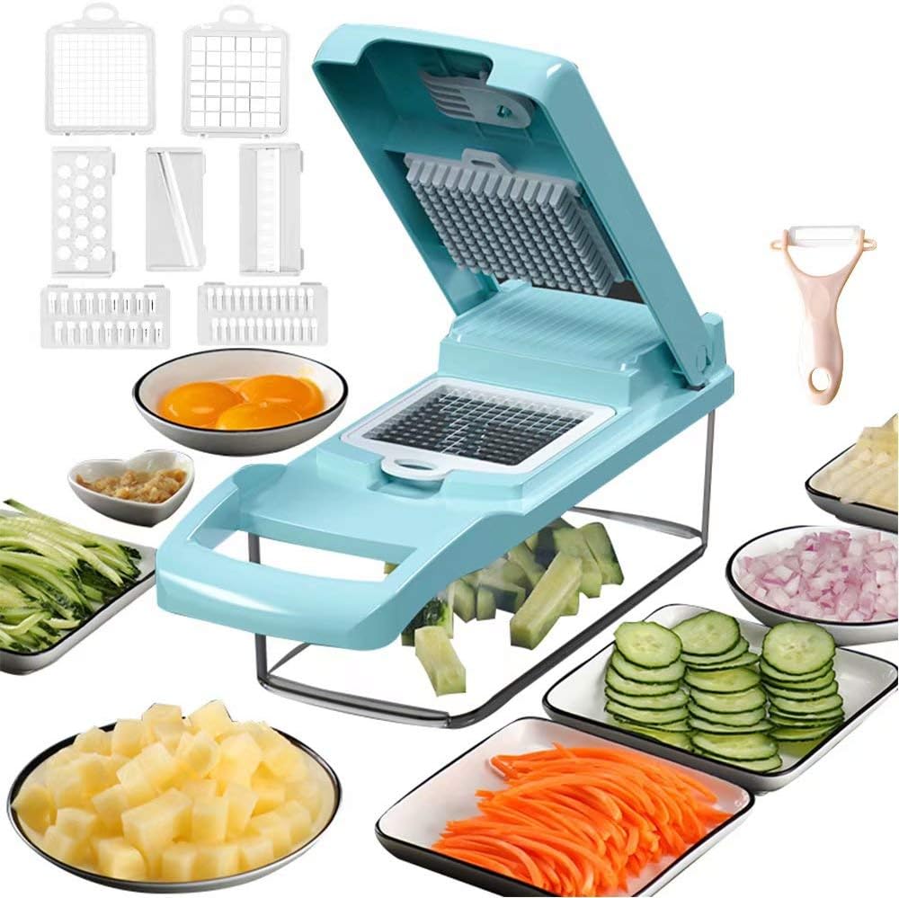 Vegetable Chopper Mandoline Slicer Cutter Chopper and Grater 12 in 1 Vegetable Slicer Cheese Slicer Onion Chopper Black
