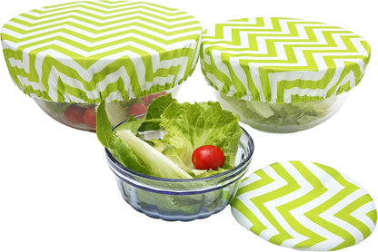 Wegreeco Reusable Bowl Covers - Set of 3,Chevron Green