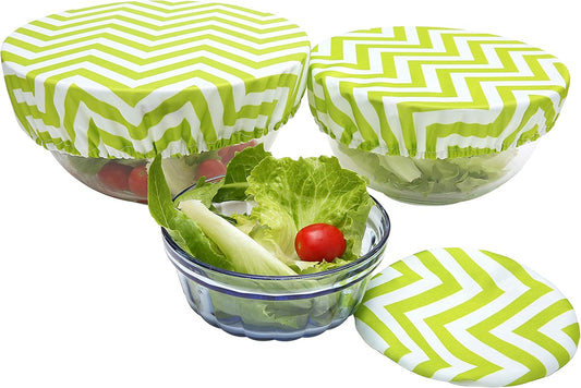 Wegreeco Reusable Bowl Covers - Set of 3,Chevron Green