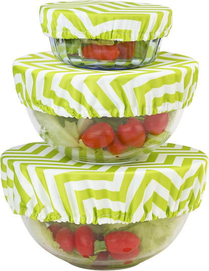 Wegreeco Reusable Bowl Covers - Set of 3,Chevron Green