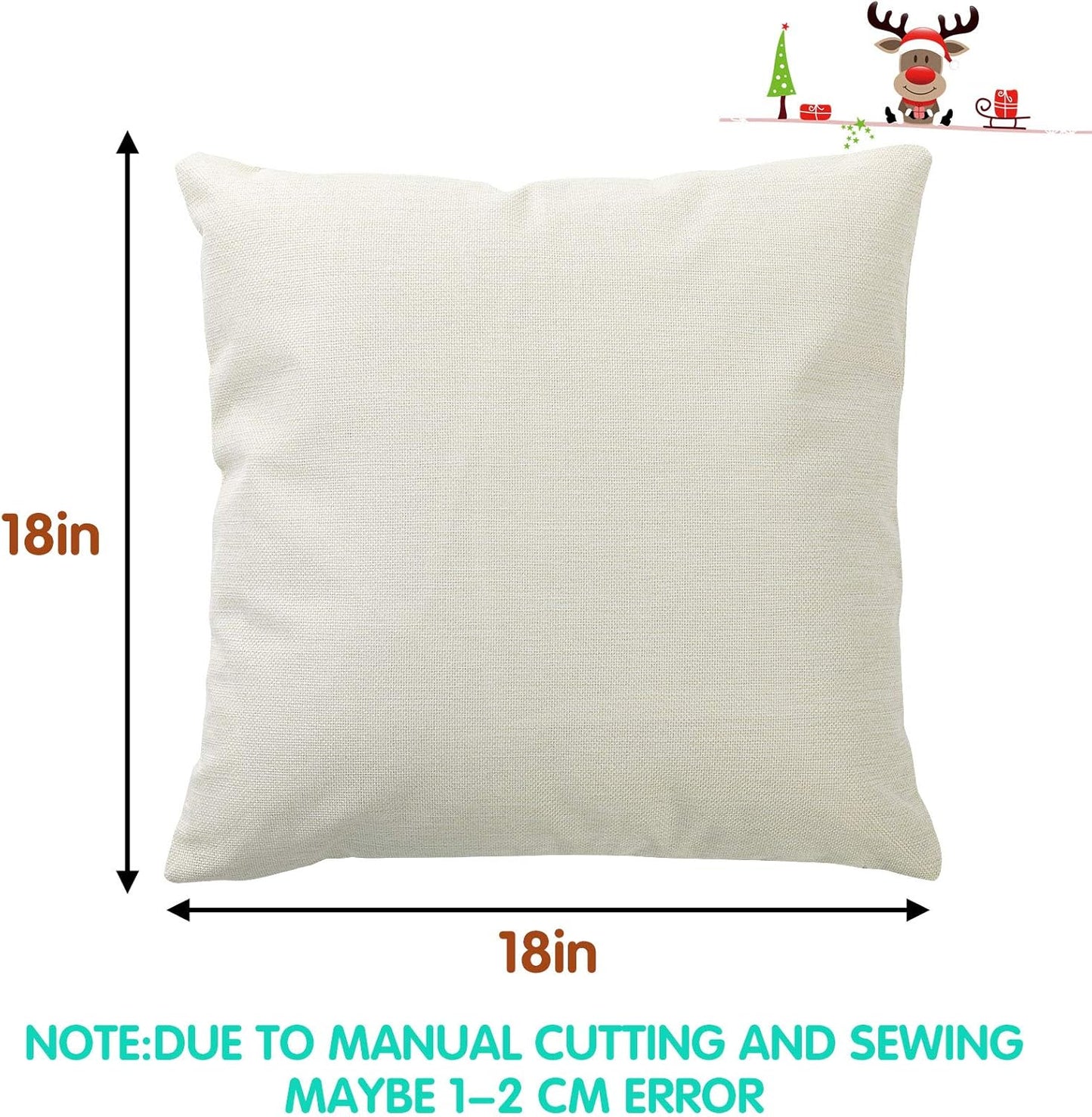 Christmas Pillow Covers 18x18 Set of 4 Christmas Pillow Covers Colorful Christmas Pillow Covers Cartoon Linen Tree Snowman Reindeer Snow Pillow Case for Sofa