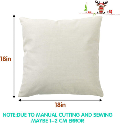 Christmas Pillow Covers 18x18 Set of 4 Christmas Pillow Covers Colorful Christmas Pillow Covers Cartoon Linen Tree Snowman Reindeer Snow Pillow Case for Sofa