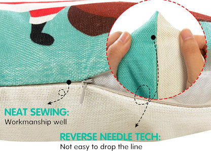 Christmas Pillow Covers 18x18 Set of 4 Christmas Pillow Covers Colorful Christmas Pillow Covers Cartoon Linen Tree Snowman Reindeer Snow Pillow Case for Sofa