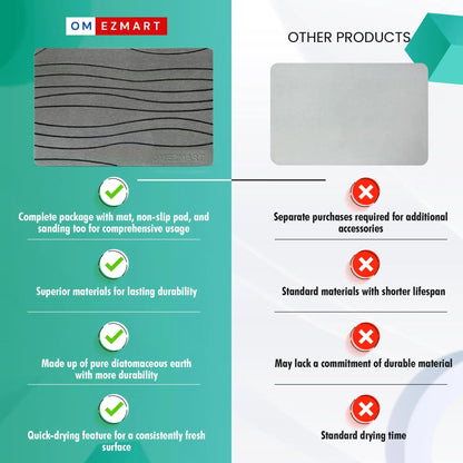 OMEZMART Stone Bath Mat | Natural, Non-Slip Bathroom Mat | Eco-Friendly Design OMEZMART