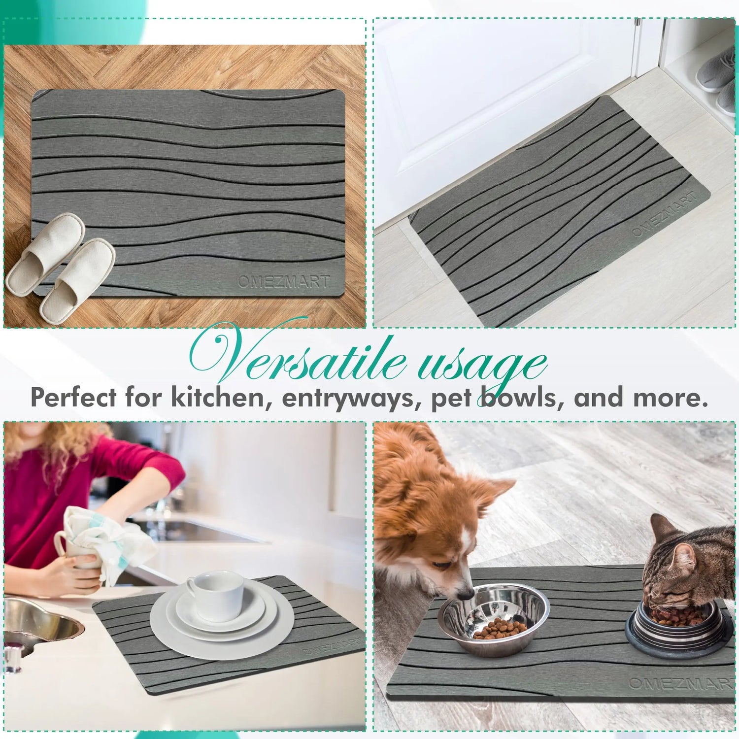 OMEZMART Stone Bath Mat | Natural, Non-Slip Bathroom Mat | Eco-Friendly Design OMEZMART