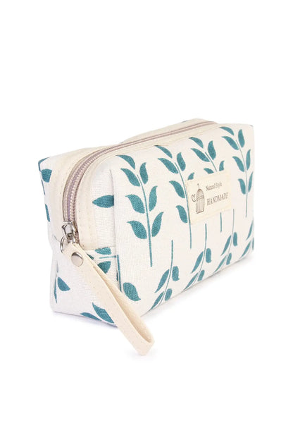 Blue Leaf Art Cosmetic Pouch Riah Fashion