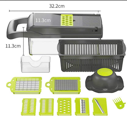 Vegetable Chopper Mandoline Slicer Cutter Chopper and Grater 12 in 1 Vegetable Slicer Cheese Slicer Onion Chopper Black